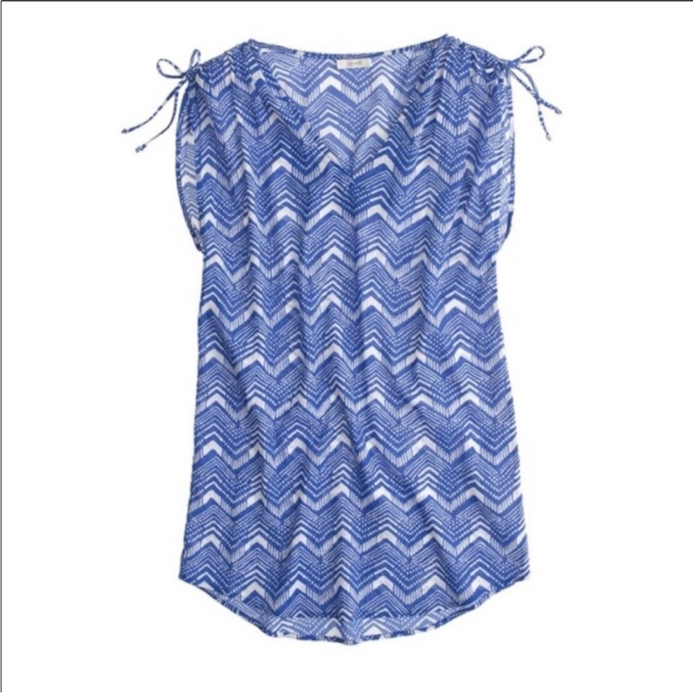 J. Crew Crepe Blue White Chevron Zig Zag Swim Coverup Women’s Small - Picture 3 of 10